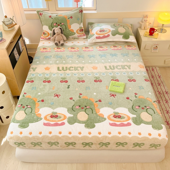 91家纺网 家纺一手货源 找家纺 （总）川悦生活 2025新款高克重雪花绒卡通印花加厚保暖大床单床笠