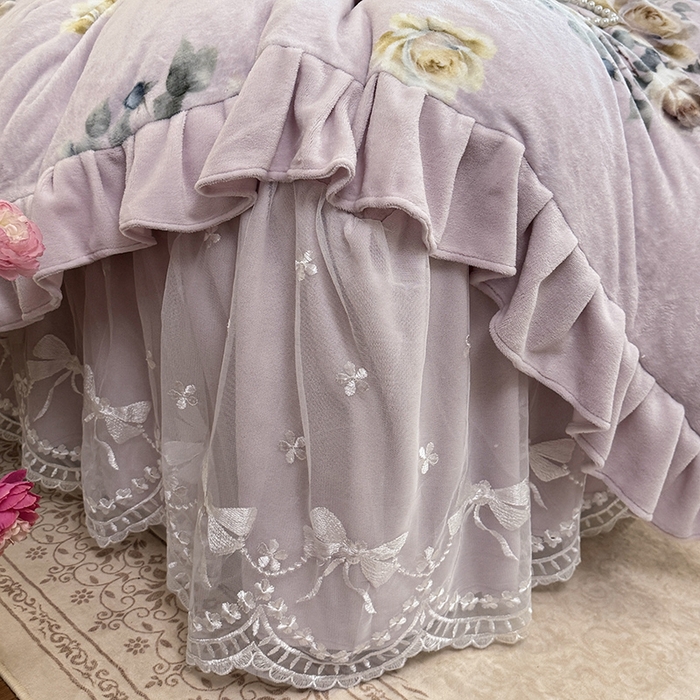 91家纺网 家纺一手货源 找家纺 （总）宜凡家纺 2025新款牛奶绒5D数码印花夹棉床裙四件套