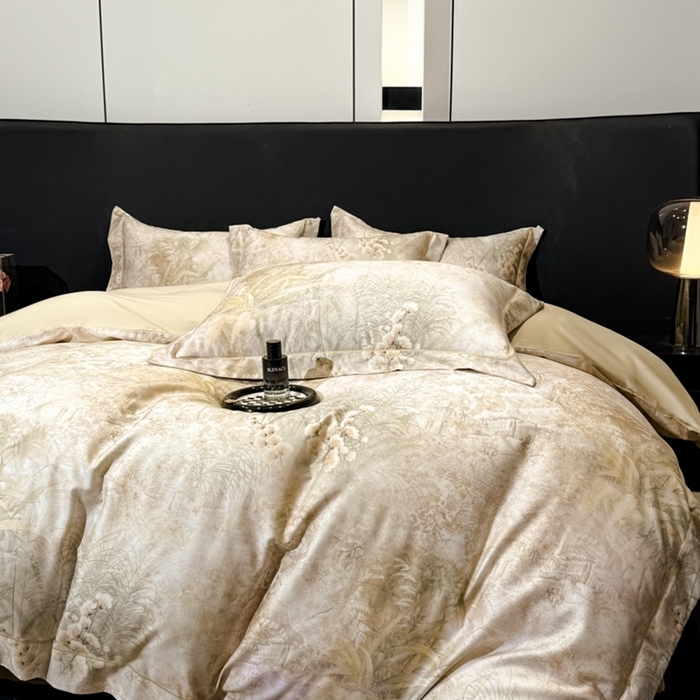 91家纺网 家纺一手货源 找家纺 舒慕家纺 2025新款天丝棉磨毛四件套艾阳绒四件套（配送高端包装） 蓝田暖玉