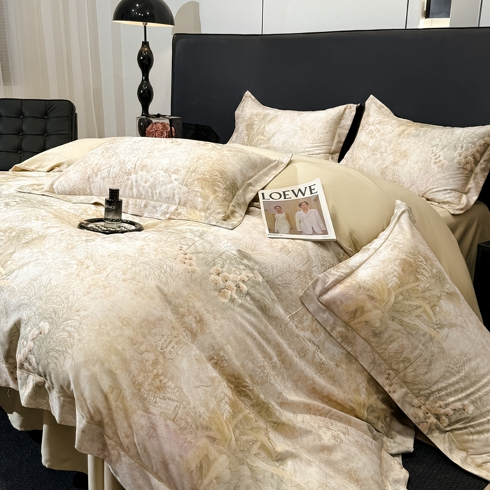 91家纺网 家纺一手货源 找家纺 舒慕家纺 2025新款天丝棉磨毛四件套艾阳绒四件套（配送高端包装） 蓝田暖玉