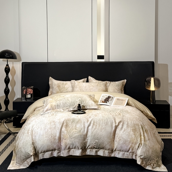 91家纺网 家纺一手货源 找家纺 舒慕家纺 2025新款天丝棉磨毛四件套艾阳绒四件套（配送高端包装） 蓝田暖玉