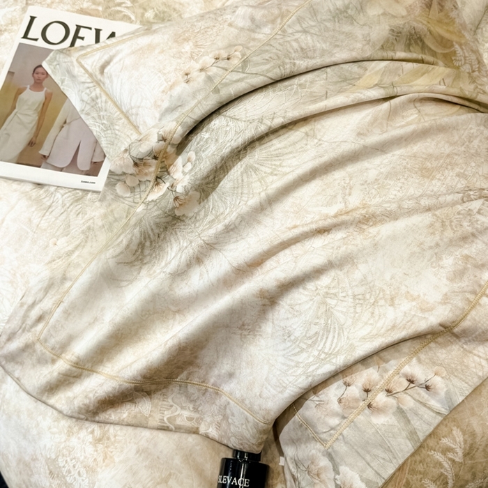 91家纺网 家纺一手货源 找家纺 舒慕家纺 2025新款天丝棉磨毛四件套艾阳绒四件套（配送高端包装） 蓝田暖玉