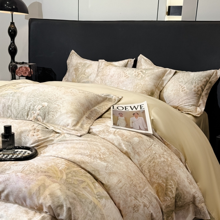 91家纺网 家纺一手货源 找家纺 舒慕家纺 2025新款天丝棉磨毛四件套艾阳绒四件套（配送高端包装） 蓝田暖玉