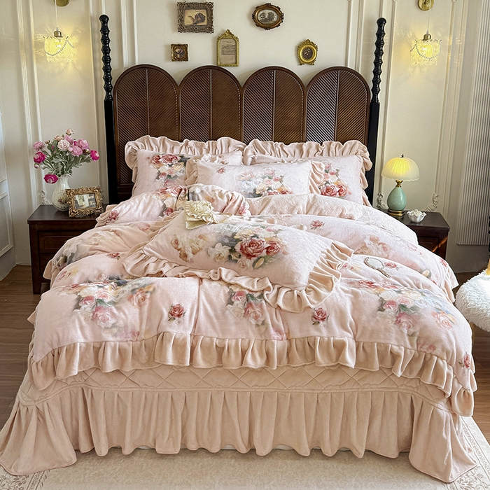 91家纺网 家纺一手货源 找家纺 （总）宜凡家纺 2025新款牛奶绒5D数码印花床盖四件套