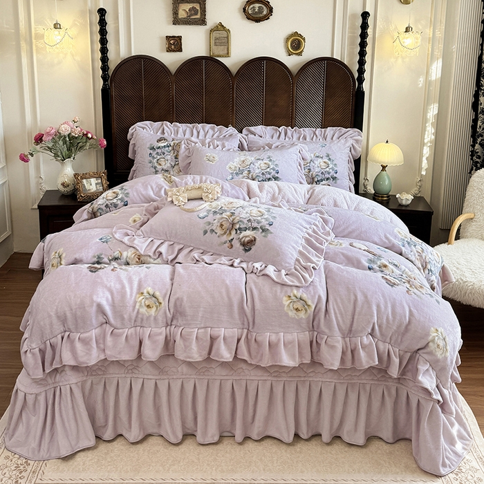 91家纺网 家纺一手货源 找家纺 （总）宜凡家纺 2025新款牛奶绒5D数码印花床盖四件套