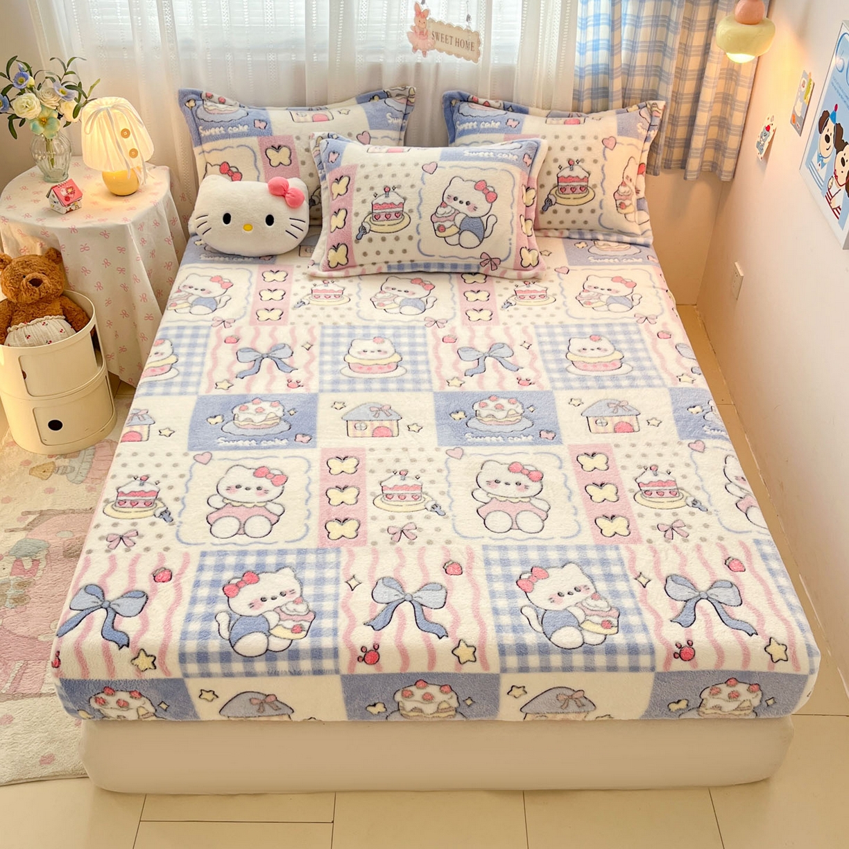 91家纺网 家纺一手货源 找家纺 （总）川悦生活 2025新款高克重雪花绒卡通印花加厚保暖大床单床笠