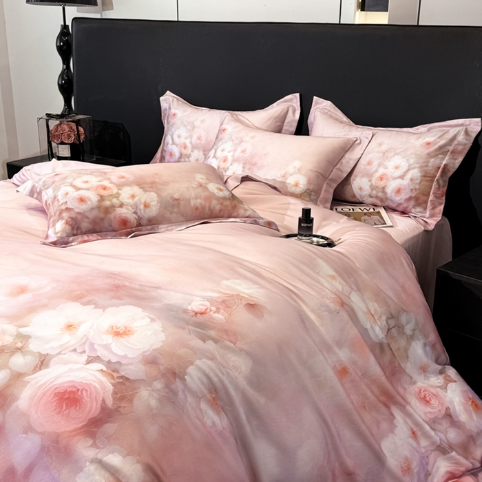 91家纺网 家纺一手货源 找家纺 舒慕家纺 2025新款天丝棉磨毛四件套艾阳绒四件套（配送高端包装） 闻香思梦-粉