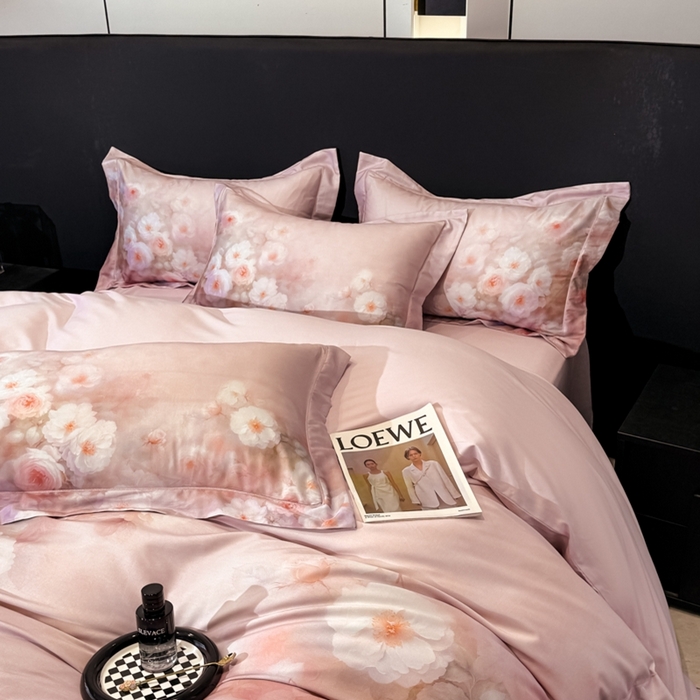 91家纺网 家纺一手货源 找家纺 舒慕家纺 2025新款天丝棉磨毛四件套艾阳绒四件套（配送高端包装） 闻香思梦-粉