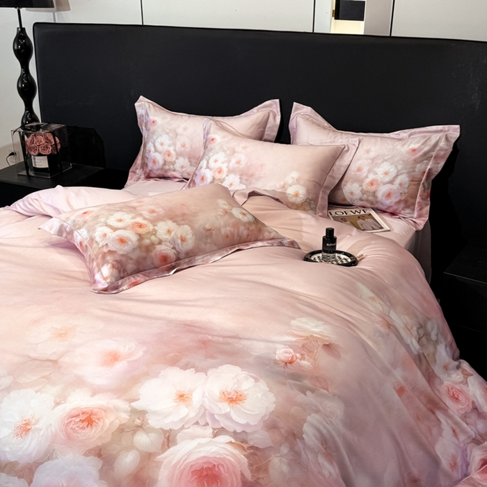 91家纺网 家纺一手货源 找家纺 舒慕家纺 2025新款天丝棉磨毛四件套艾阳绒四件套（配送高端包装） 闻香思梦-粉