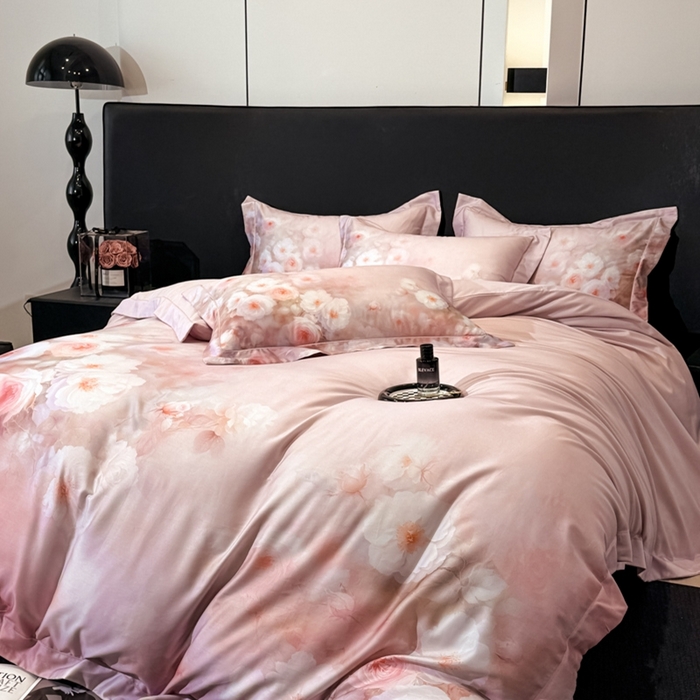 91家纺网 家纺一手货源 找家纺 舒慕家纺 2025新款天丝棉磨毛四件套艾阳绒四件套（配送高端包装） 闻香思梦-粉