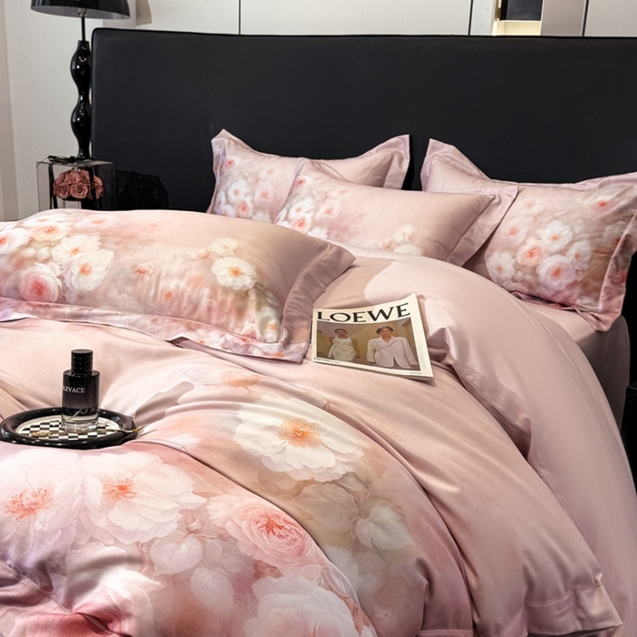 91家纺网 家纺一手货源 找家纺 舒慕家纺 2025新款天丝棉磨毛四件套艾阳绒四件套（配送高端包装） 闻香思梦-粉