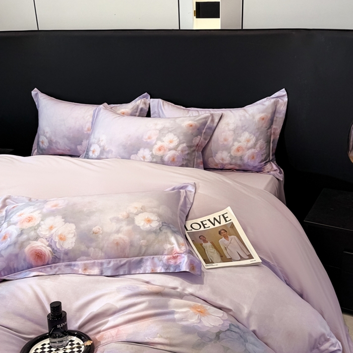 91家纺网 家纺一手货源 找家纺 舒慕家纺 2025新款天丝棉磨毛四件套艾阳绒四件套（配送高端包装） 闻香思梦-紫