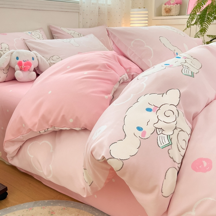 港岛妹妹 2025新款云朵水洗工艺三丽鸥四件套 三丽鸥-软萌玉桂狗粉