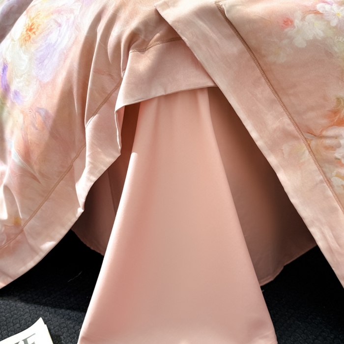 91家纺网 家纺一手货源 找家纺 舒慕家纺 2025新款天丝棉磨毛四件套艾阳绒四件套（配送高端包装） 雾霭牡丹-粉