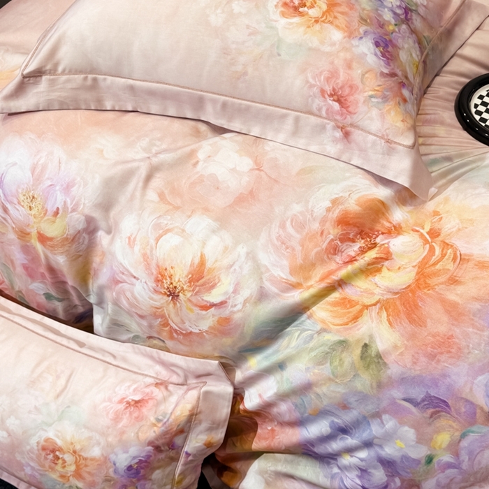 91家纺网 家纺一手货源 找家纺 舒慕家纺 2025新款天丝棉磨毛四件套艾阳绒四件套（配送高端包装） 雾霭牡丹-粉