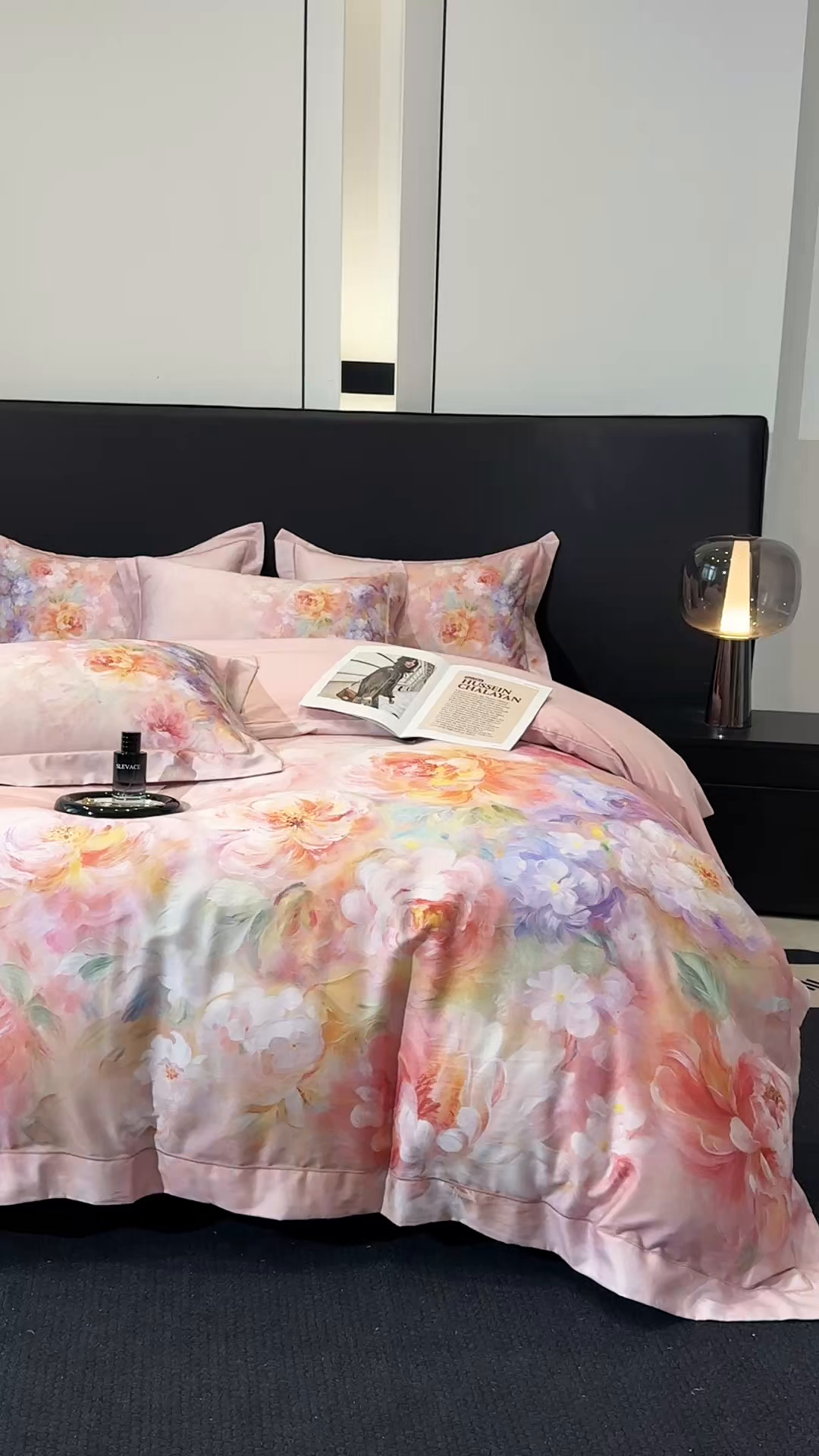 91家纺网 家纺一手货源 找家纺 舒慕家纺 2025新款天丝棉磨毛四件套艾阳绒四件套（配送高端包装） 雾霭牡丹-粉