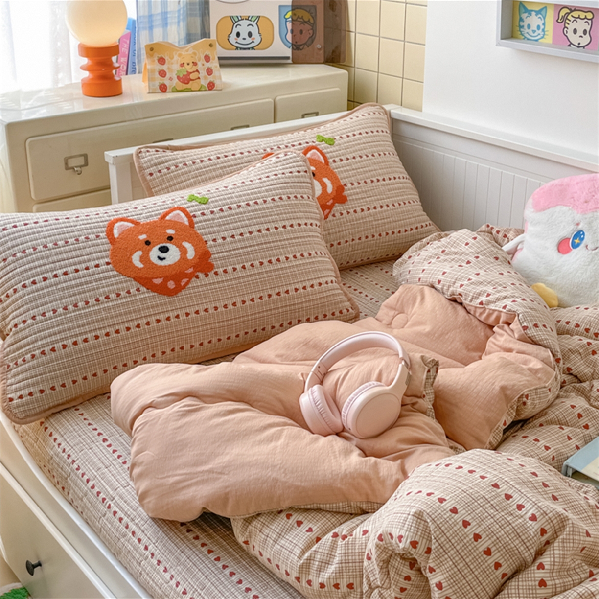 91家纺网 家纺一手货源 找家纺 老帅 2025新款毛巾绣床盖春秋冬被套件 美美狐