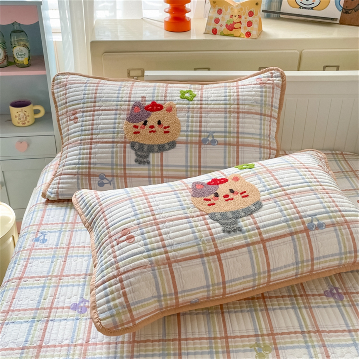 91家纺网 家纺一手货源 找家纺 老帅 2025新款毛巾绣床盖春秋冬被套件 萌萌猫