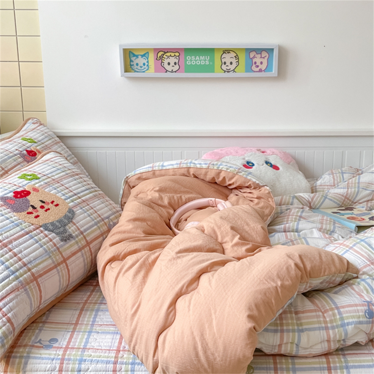 91家纺网 家纺一手货源 找家纺 老帅 2025新款毛巾绣床盖春秋冬被套件 萌萌猫