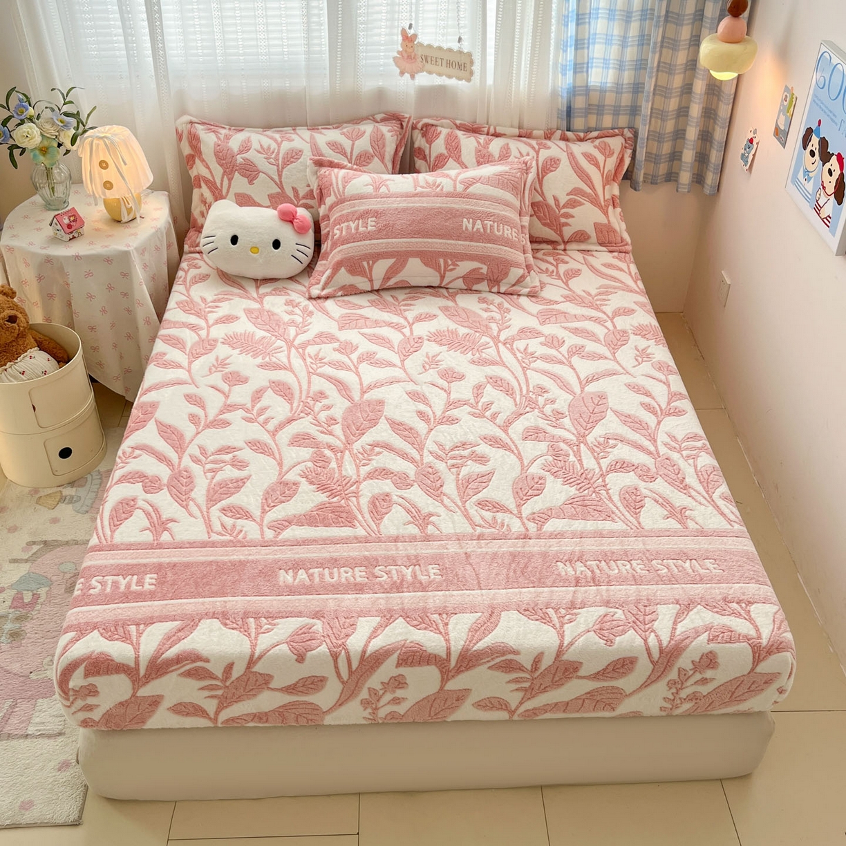 91家纺网 家纺一手货源 找家纺 （总）川悦生活 2025新款高克重雪花绒卡通印花加厚保暖大床单床笠