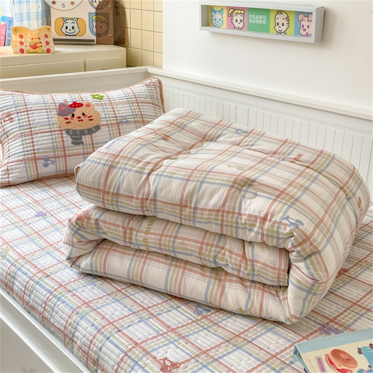 91家纺网 家纺一手货源 找家纺 老帅 2025新款毛巾绣床盖春秋冬被套件 萌萌猫