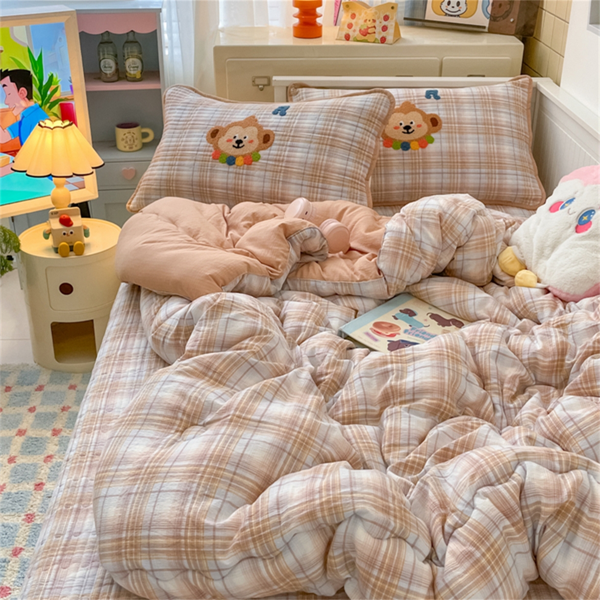 91家纺网 家纺一手货源 找家纺 老帅 2025新款毛巾绣床盖春秋冬被套件 生日小猴