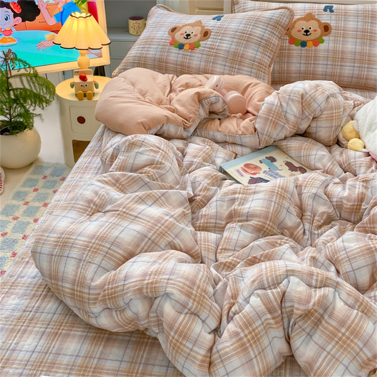 91家纺网 家纺一手货源 找家纺 老帅 2025新款毛巾绣床盖春秋冬被套件 生日小猴