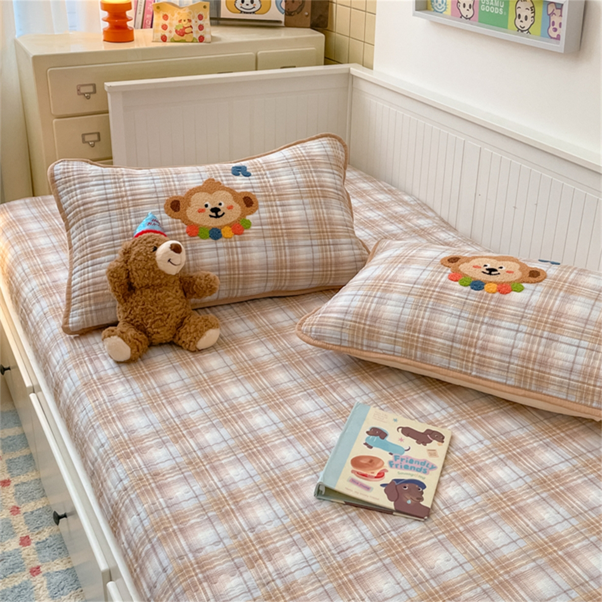 91家纺网 家纺一手货源 找家纺 老帅 2025新款毛巾绣床盖春秋冬被套件 生日小猴