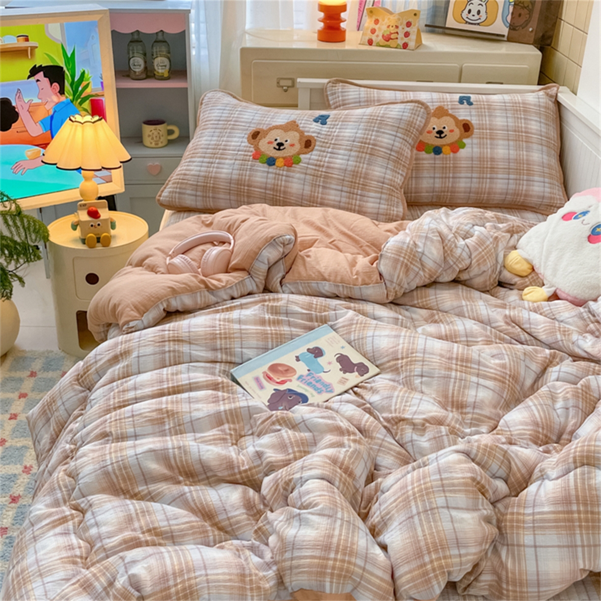 91家纺网 家纺一手货源 找家纺 老帅 2025新款毛巾绣床盖春秋冬被套件 生日小猴