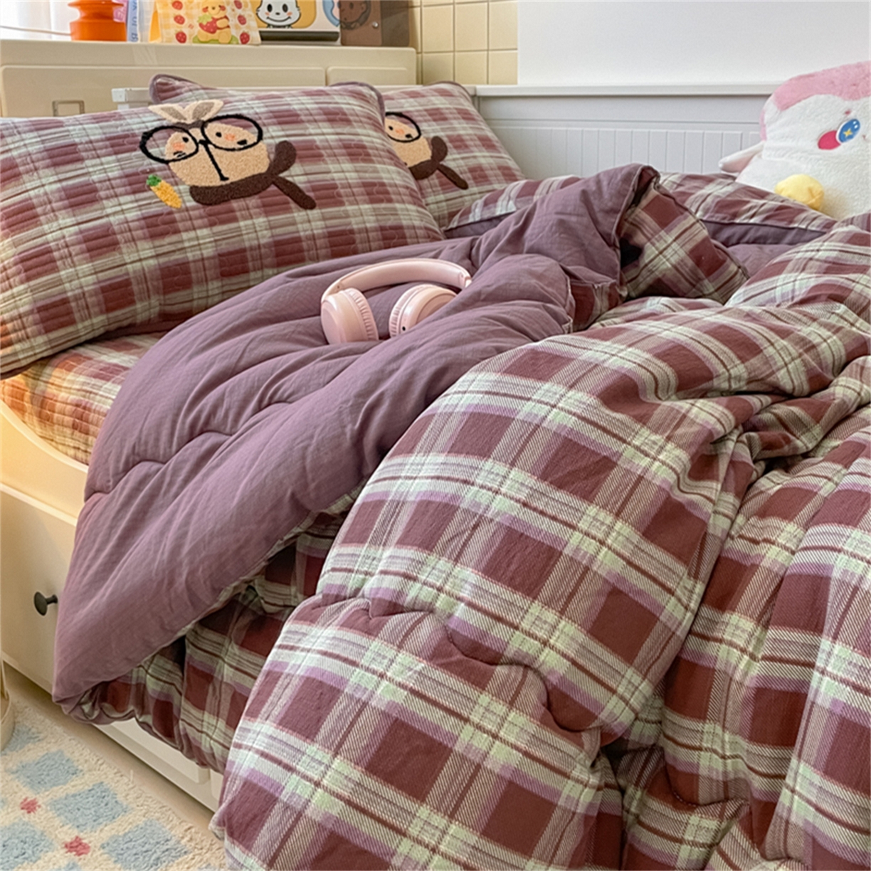 91家纺网 家纺一手货源 找家纺 老帅 2025新款毛巾绣床盖春秋冬被套件 兔宝