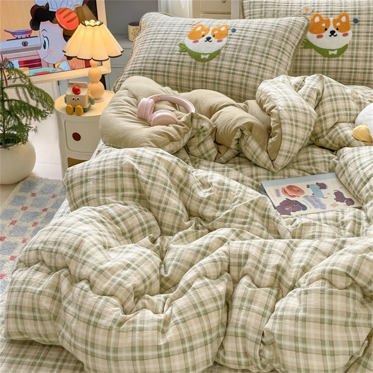 91家纺网 家纺一手货源 找家纺 老帅 2025新款毛巾绣床盖春秋冬被套件 幸运狗