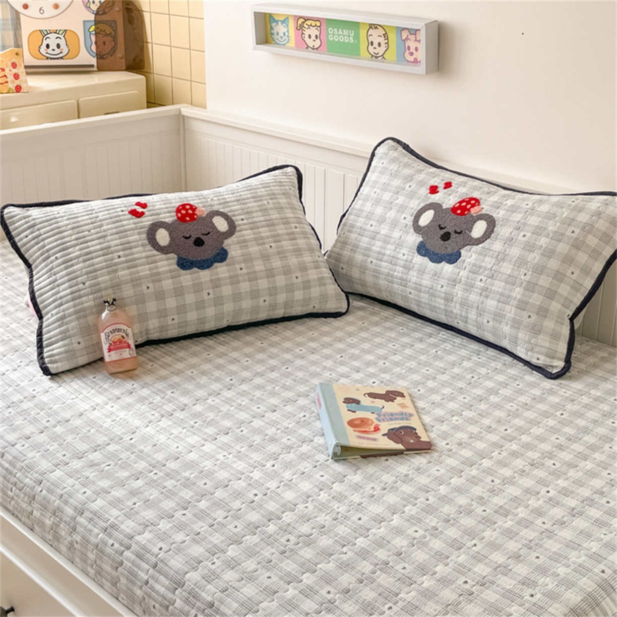 91家纺网 家纺一手货源 找家纺 老帅 2025新款毛巾绣床盖春秋冬被套件 happy考拉