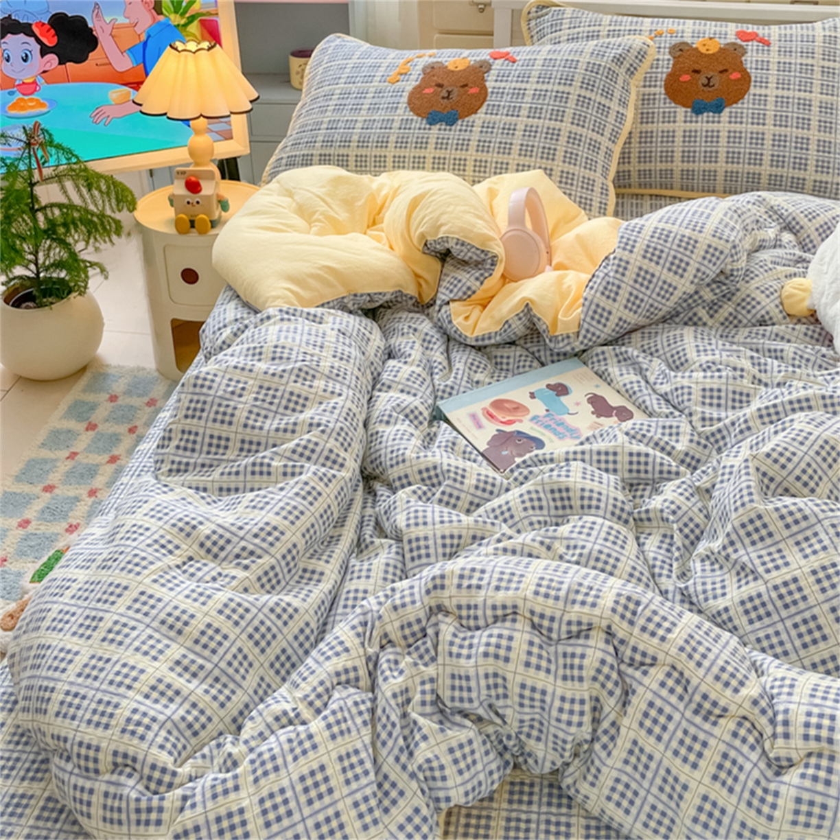 91家纺网 家纺一手货源 找家纺 老帅 2025新款毛巾绣床盖春秋冬被套件 nice熊