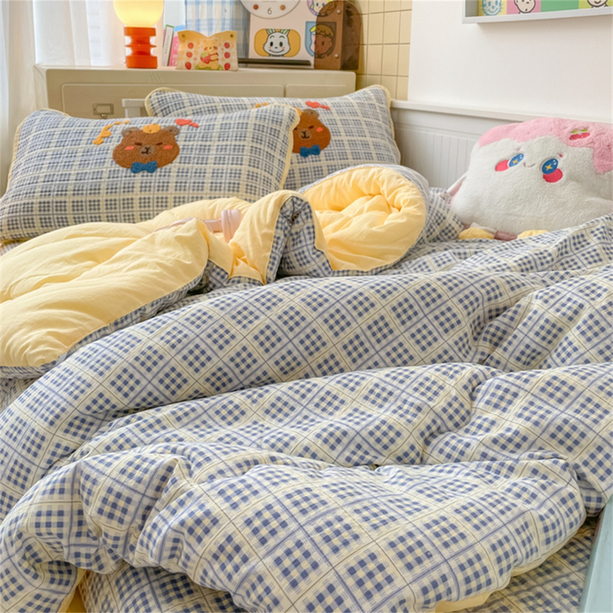 91家纺网 家纺一手货源 找家纺 老帅 2025新款毛巾绣床盖春秋冬被套件 nice熊