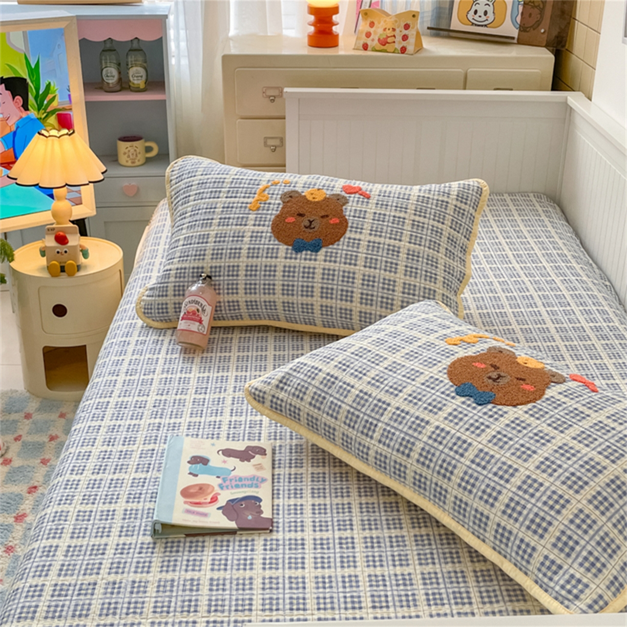 91家纺网 家纺一手货源 找家纺 老帅 2025新款毛巾绣床盖春秋冬被套件 nice熊