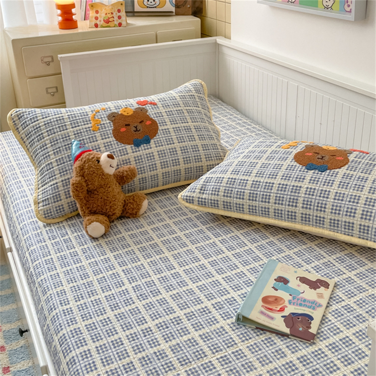 91家纺网 家纺一手货源 找家纺 老帅 2025新款毛巾绣床盖春秋冬被套件 nice熊