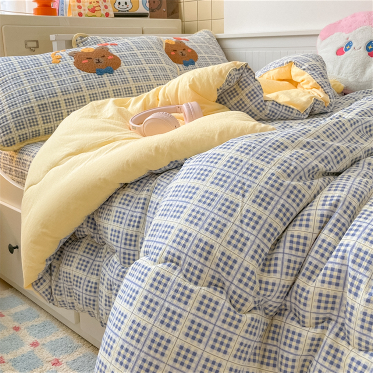 91家纺网 家纺一手货源 找家纺 老帅 2025新款毛巾绣床盖春秋冬被套件 nice熊