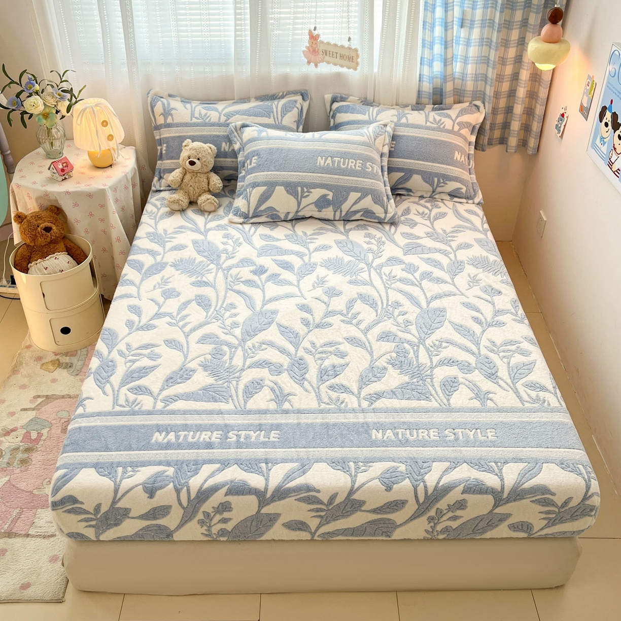 91家纺网 家纺一手货源 找家纺 （总）川悦生活 2025新款高克重雪花绒卡通印花加厚保暖大床单床笠