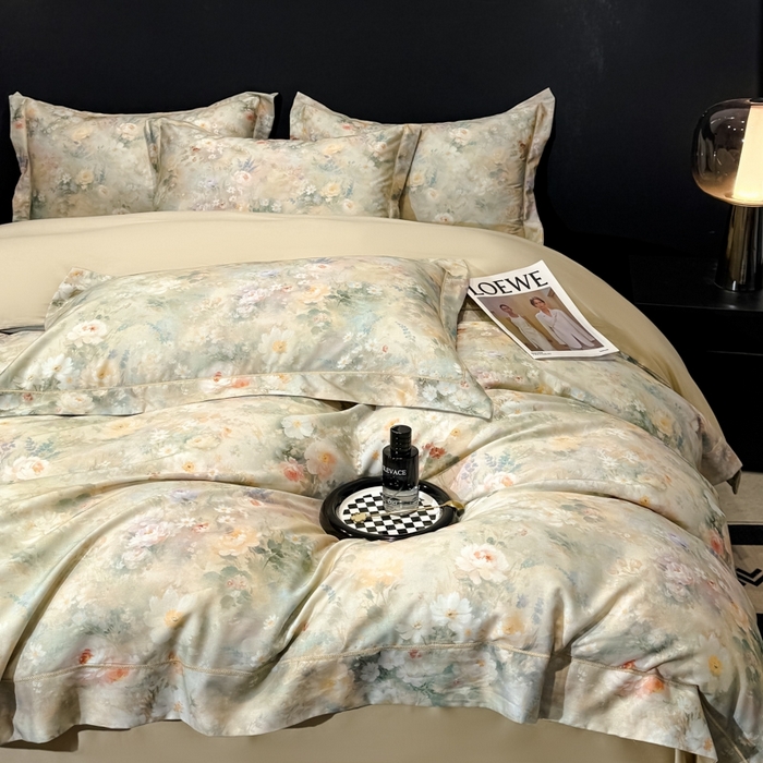 舒慕家纺 2025新款天丝棉磨毛四件套艾阳绒四件套（配送高端包装） 悦柠-黄