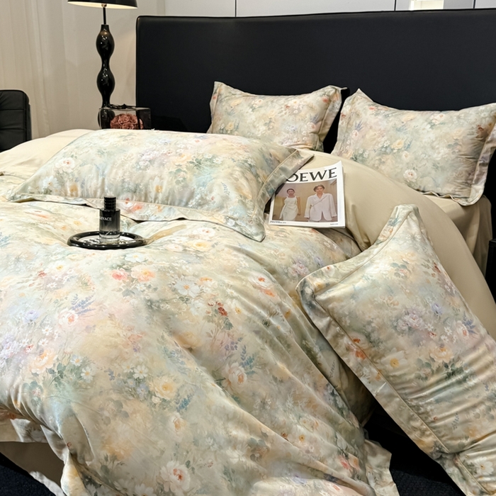 91家纺网 家纺一手货源 找家纺 舒慕家纺 2025新款天丝棉磨毛四件套艾阳绒四件套（配送高端包装） 悦柠-黄