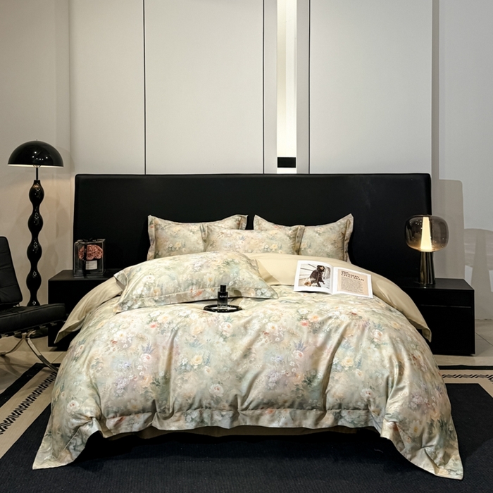 91家纺网 家纺一手货源 找家纺 舒慕家纺 2025新款天丝棉磨毛四件套艾阳绒四件套（配送高端包装） 悦柠-黄