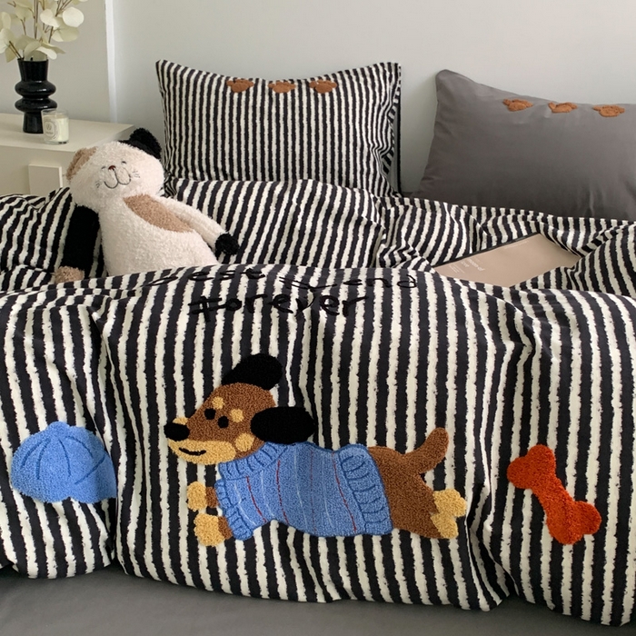 91家纺网 家纺一手货源 找家纺 （总）如意朵 2025新款全棉加厚磨毛毛巾绣四件套（专版花型）