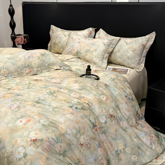 91家纺网 家纺一手货源 找家纺 舒慕家纺 2025新款天丝棉磨毛四件套艾阳绒四件套（配送高端包装） 悦柠-黄