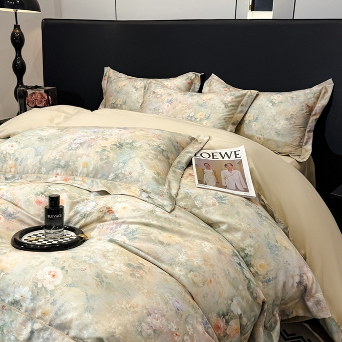 91家纺网 家纺一手货源 找家纺 舒慕家纺 2025新款天丝棉磨毛四件套艾阳绒四件套（配送高端包装） 悦柠-黄