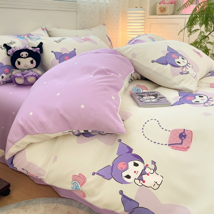 91家纺网 家纺一手货源 找家纺 港岛妹妹 2025新款云朵水洗工艺三丽鸥四件套 三丽鸥-五星库洛米