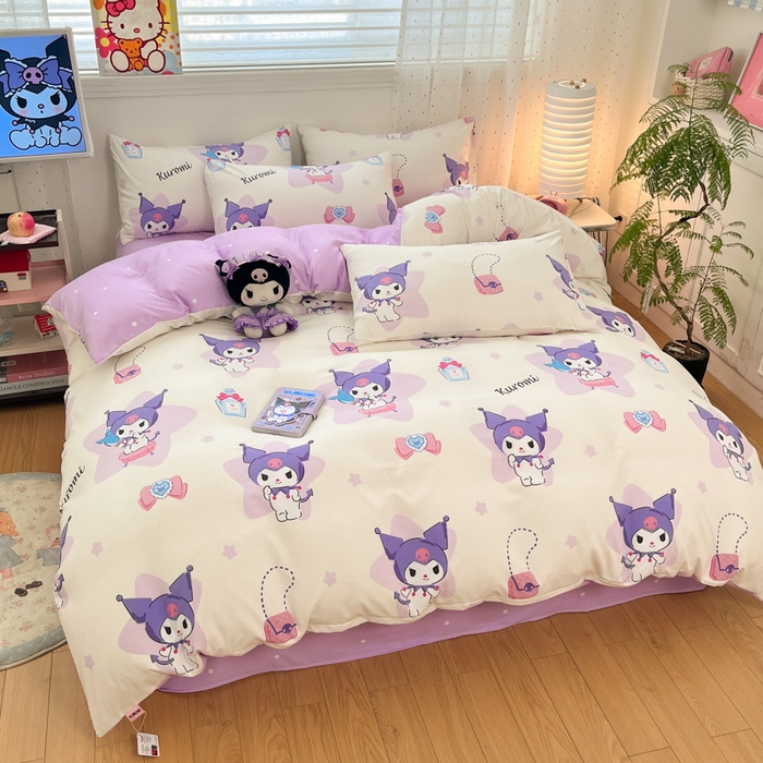 91家纺网 家纺一手货源 找家纺 港岛妹妹 2025新款云朵水洗工艺三丽鸥四件套 三丽鸥-五星库洛米