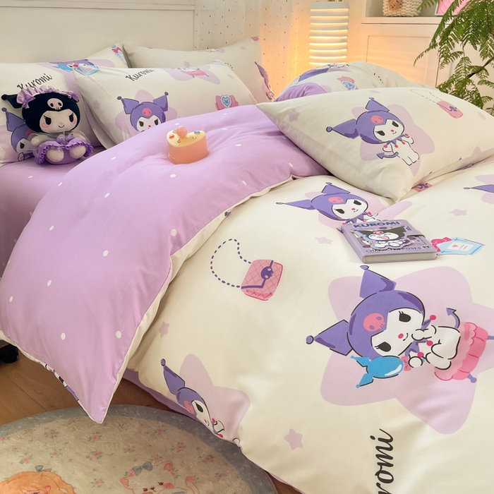 91家纺网 家纺一手货源 找家纺 港岛妹妹 2025新款云朵水洗工艺三丽鸥四件套 三丽鸥-五星库洛米