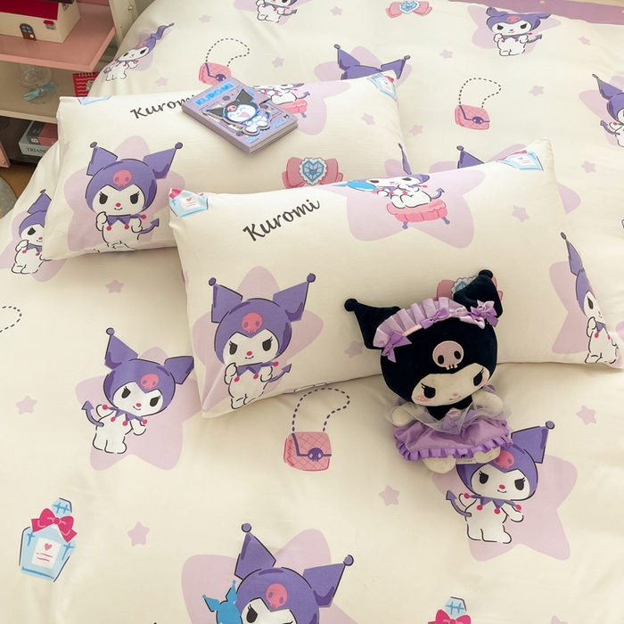 91家纺网 家纺一手货源 找家纺 港岛妹妹 2025新款云朵水洗工艺三丽鸥四件套 三丽鸥-五星库洛米