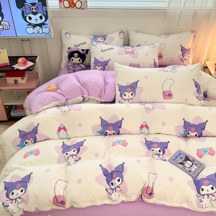 91家纺网 家纺一手货源 找家纺 港岛妹妹 2025新款云朵水洗工艺三丽鸥四件套 三丽鸥-五星库洛米