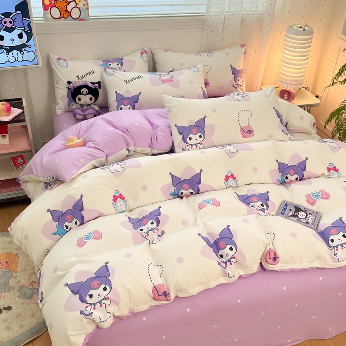 91家纺网 家纺一手货源 找家纺 港岛妹妹 2025新款云朵水洗工艺三丽鸥四件套 三丽鸥-五星库洛米